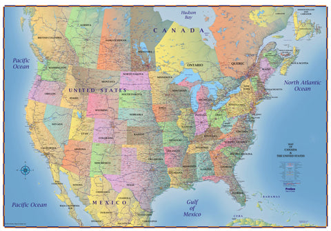 Trucker's Wall Map of Canada, United States and Northern Mexico 2024 edition 48" X 72"