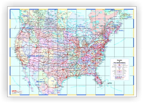 Canada, USA and Northern Mexico Laminated Wall Map