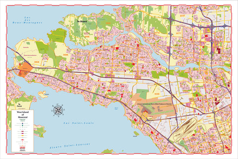 ProGeo Map of The West Island of Montreal with Postal Codes